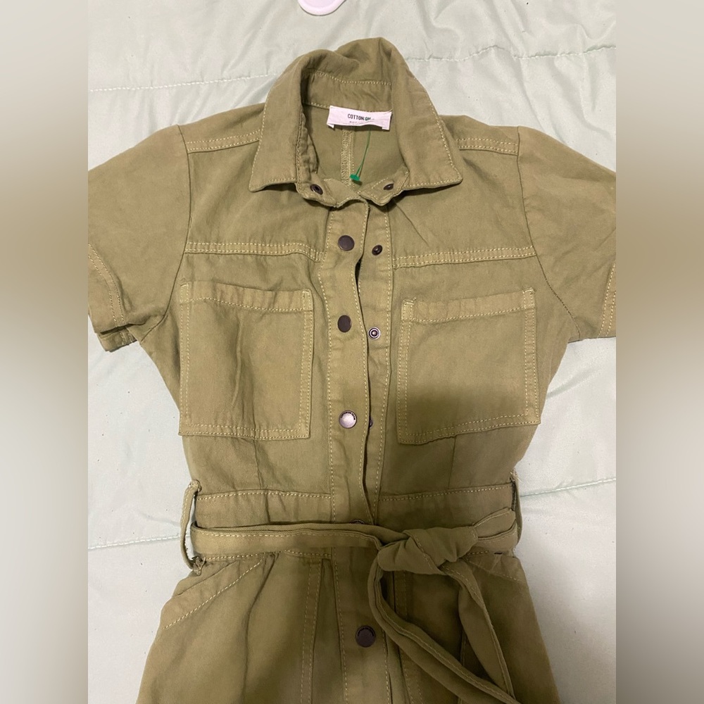 Cotton On Olive Green Denim Dress